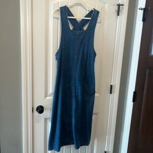 Vintage Christopher and banks blue Jean denim overall jumper long dress size med